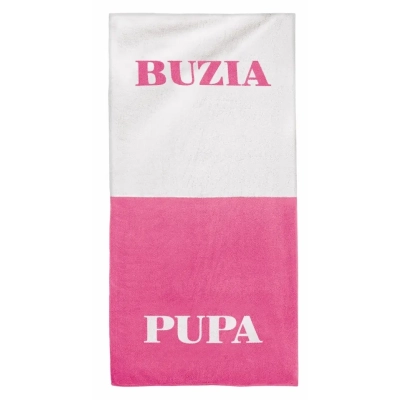 Różowy Ręcznik Kąpielowy BUZIA PUPA - Śmieszny Prezent dla Niej